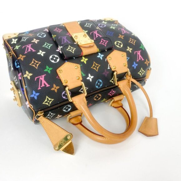 LOUIS VUITTON X TAKASHI MURAKAMI BLACK MONOGRAM MULTICOLOR SPEEDY 30 VINTAGE - Picture 3 of 13